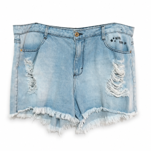 Short Jeans Feminino Claro Destroyed