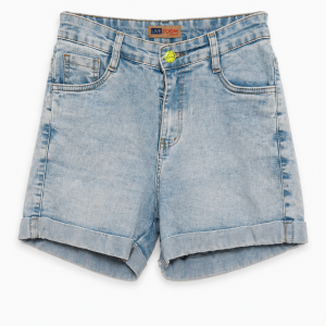 Short jeans feminino com barra dobrada