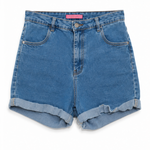 Short jeans feminino com barra dobrada