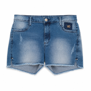 Short jeans feminino com barra desfiada