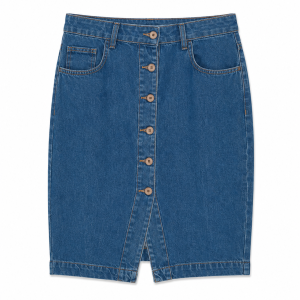 Saia Jeans com Botões Frontais